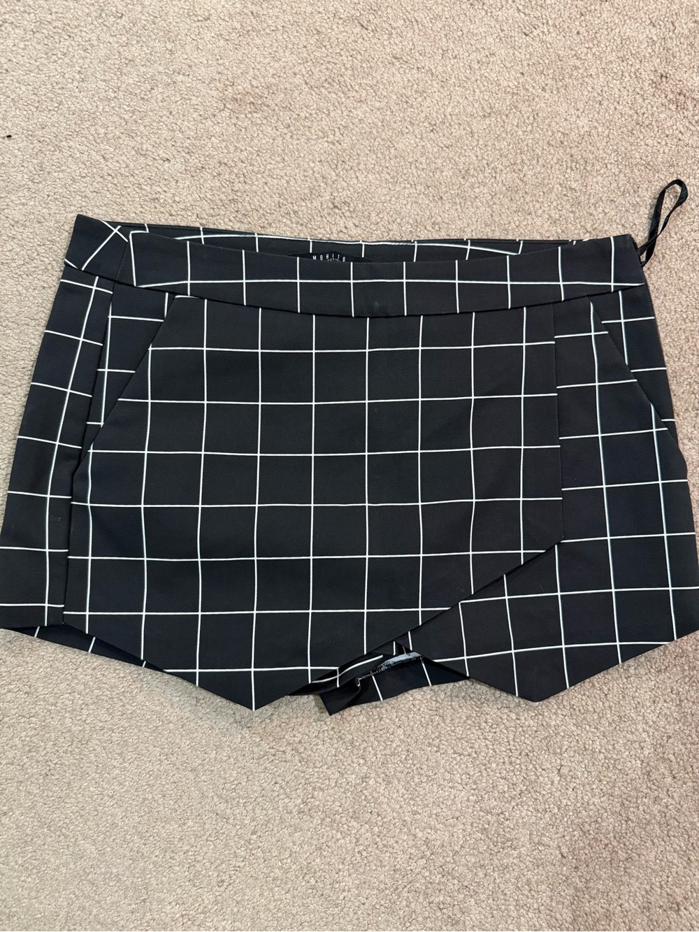 Black Windowpane Wrap-Front Women’s skort